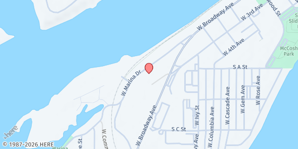 Map showing Moses Lake Food Bank at 1075 W Marina Dr, Moses Lake, WA