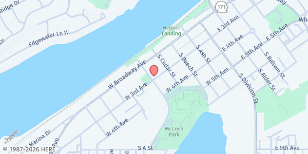 Map showing Serve Moses Lake at 422 W 3rd Ave, Moses Lake, WA