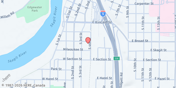 Map showing Skagit Friendship House at 108 Snoqualmie St, Mount Vernon, WA