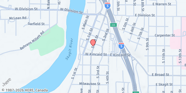 Map showing United Way of Skagit County - Mount Vernon Office at 607 S 2nd St, Mount Vernon, WA