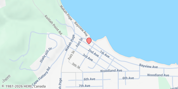 Map showing Makah Tribal Food Bank at , Neah Bay, WA