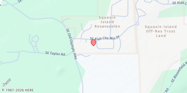 Map showing Squaxin Island Tribe at 10 SE Squaxin Ln, New Kamilche, WA