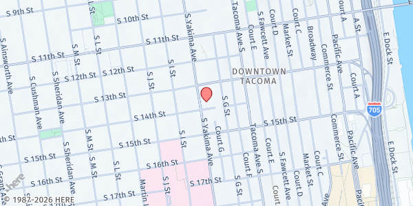 Map showing Community Services - South Yakima Avenue at 1323 South Yakima Avenue, New Tacoma, WA