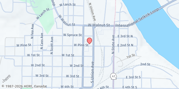 Map showing Newport Food Bank at Pine St, Newport, WA