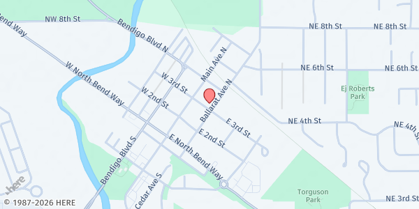 Map showing Snoqualmie Valley Food Bank at 122 E 3rd St, North Bend, WA