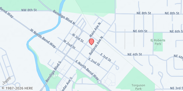 Map showing Snoqualmie Valley Food Bank at 122 E 3rd St, North Bend, WA