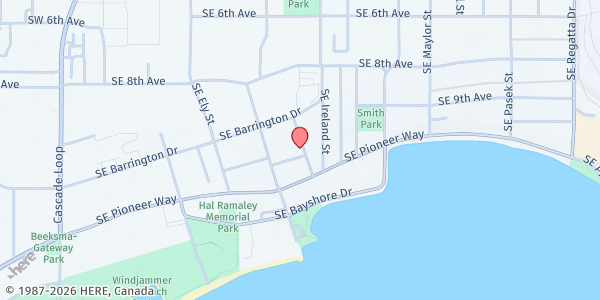 Map showing North Whidbey Help House at 1091 SE Hathaway St., Oak Harbor, WA