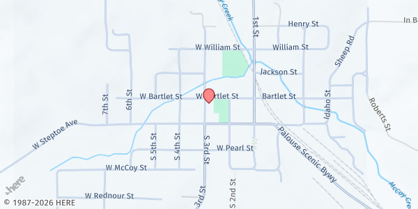 Map showing Council on Aging and Human Services - Baptist Church at 209 W Barlett St, Oakesdale, WA
