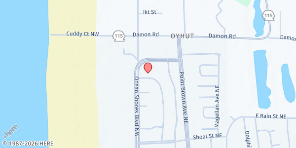 Map showing Ocean Shores Food Bank at 848 Anchor Ave NW, Ocean Shores, WA