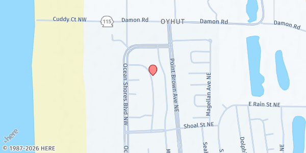 Map showing Ocean Shores Food Bank at 848 Anchor Avenue NW, Ocean Shores, WA