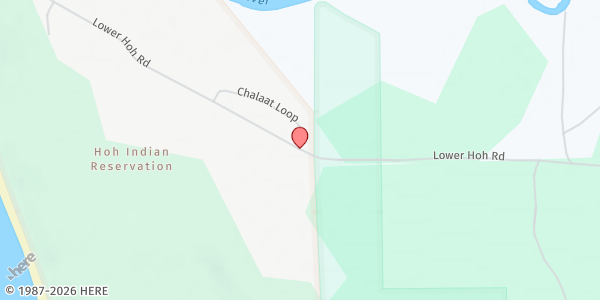 Map showing Hoh Tribal Food Bank at 2265 Lower Hoh Road, Oil City, WA