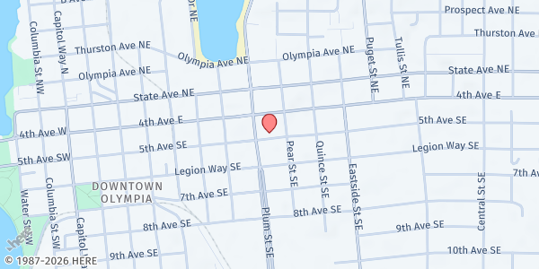 Map showing Catholic Community Services: The Community Kitchen - Food Distribution Center at 808 5th Ave SE, Olympia, WA