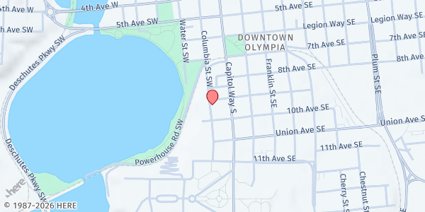Map showing Dcted- Local Development Assistance - Food Distribution Center at 906 Columbia St SW, Olympia, WA