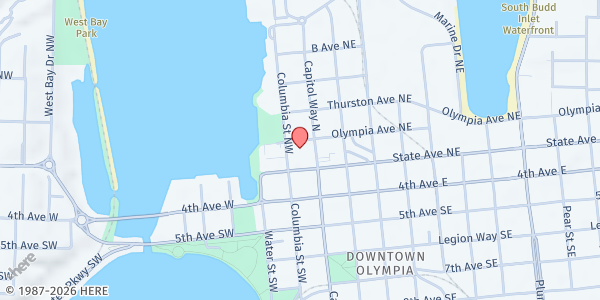 Map showing Olympia Senior Center at 222 Columbia St NW, Olympia, WA