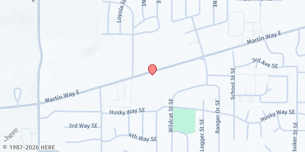 Map showing Thurston County Food Bank - Lacey Food Pantry at 7027 Martin Way East, Olympia, WA