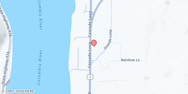 Map showing Orondo Food Bank at 13966 SR 2, Orondo, WA