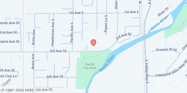 Map showing Algona/Pacific Food Pantry - Food Distribution Center at 603 3rd Ave SE, Pacific, WA