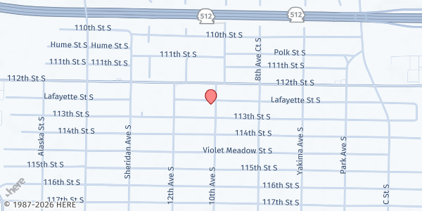 Map showing Parkway Community Services at 11222 10th Ave S, Parkland, WA
