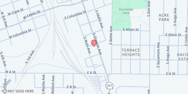 Map showing Golden Age Food Share at 504 South Oregon, Pasco, WA