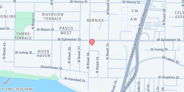Map showing Riverview Seventh-Day Adventist Church at 605 Rd 36, Pasco, WA