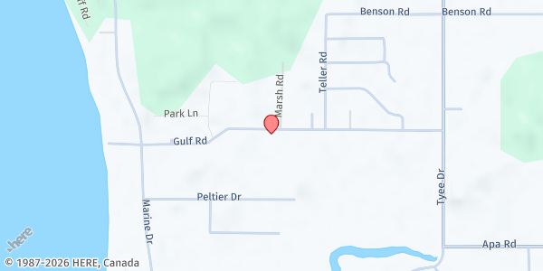 Map showing Point Roberts Community Center at 1437 Gulf Road, Point Roberts, WA