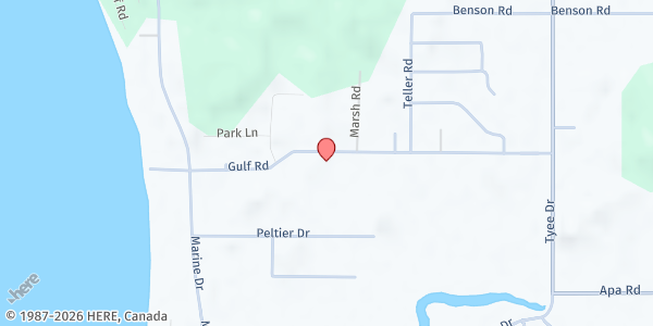 Map showing Point Roberts Food Bank at 1487 Gulf Rd, Point Roberts, WA