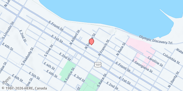 Map showing Catholic Community Services - Port Angeles at 630 E Front St # D, Port Angeles, WA