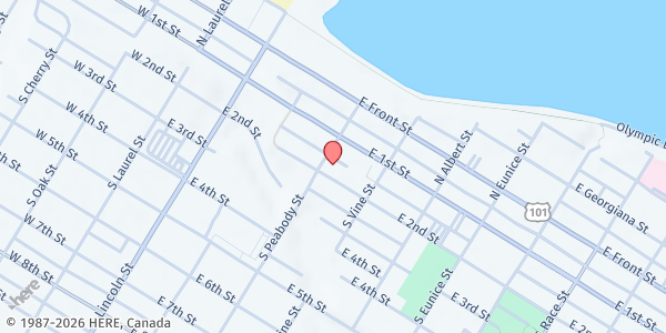 Map showing Salvation Army Port Angeles at 123 Peabody St., Port Angeles, WA