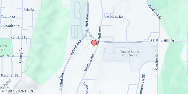 Map showing South Kitsap Helpline at 1012 Mitchell Avenue, Port Orchard, WA