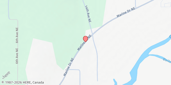 Map showing Tulalip Food Bank at 1330 Marine Dr NE, Priest Point, WA