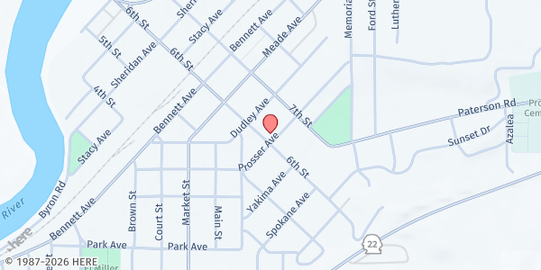 Map showing Prosser United Methodist Church at 824 6th St, Prosser, WA