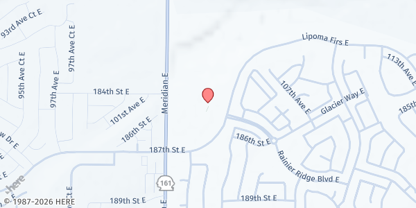 Map showing Graham Nourish Food Bank at 10425 187 St E, Puyallup, WA