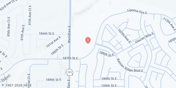 Map showing Holy Disciples Catholic Church at 10425 187 St E, Puyallup, WA