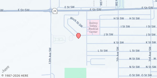 Map showing Faith Community Church at 1005 10th Ave SW, Quincy, WA