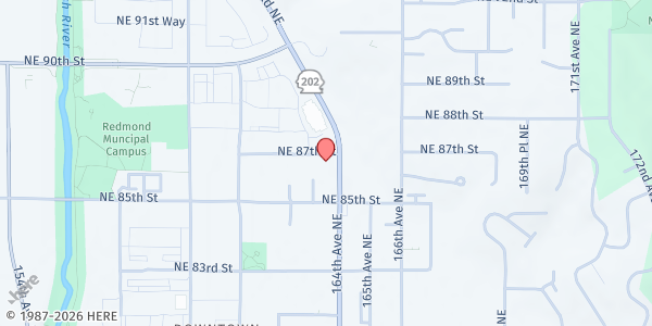 Map showing Vedic Cultural Center at 16305 NE 87th St, Suite 110, Redmond, WA