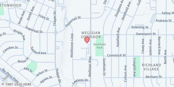 Map showing Tri-Cities Food Banks - Richland at 321 Wellsian Way, Richland, WA