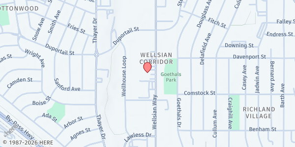 Map showing Tri-Cities Richland Food Bank at 321 Wellsian Way, Richland, WA