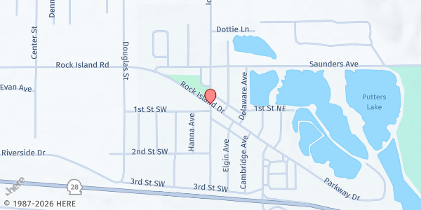 Map showing Rock Island Washington Community Food Bank at 5 N Garden Ave, Rock Island, WA
