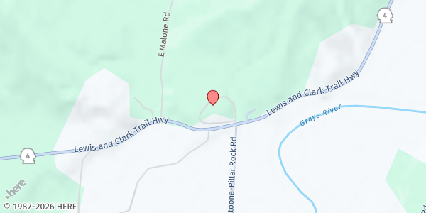 Map showing Grays River Valley Center at 30 Rosburg School Road, Rosburg, WA