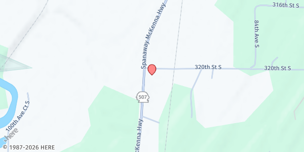 Map showing Calvary Baptist Church at 9010 320th Street South, Roy, WA