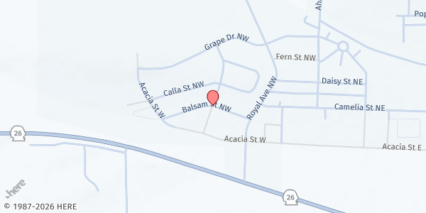 Map showing Royal City Food Bank at 329 Balsam St NW, Royal City, WA