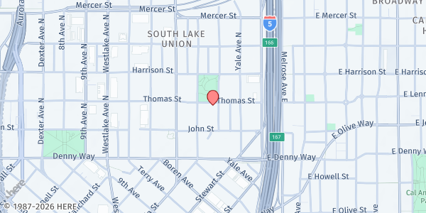 Map showing Immanuel Community Services at 1215 Thomas St, Seattle, WA