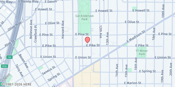 Map showing Lifelong-Chicken Soup Brigade - Food Distribution Center at 1016 E Pike St UNIT 300, Seattle, WA