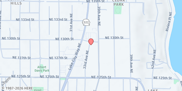 Map showing North Helpline Food Bank - Seattle at 12736 33rd Ave NE Ste 100, Seattle, WA