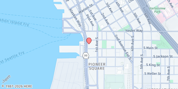 Map showing Operation:sack Lunch - Food Distribution Center at 210 Alaskan Way S, Seattle, WA