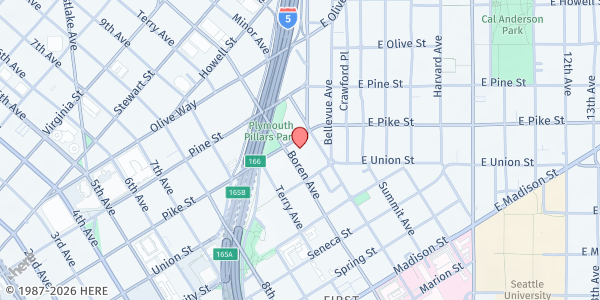 Map showing Salvation Army - Food Distribution Center at 1101 Pike St, Seattle, WA