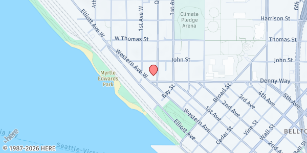 Map showing Salvation Army Service Extension Department at 111 Queen Anne Ave N, Seattle, WA