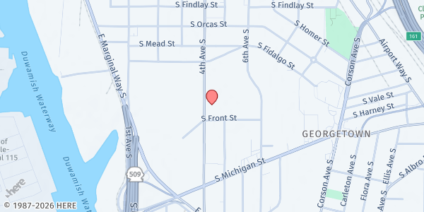 Map showing St. Vincent de Paul of Seattle King County - Food and Clothing Bank at 5972 4th Ave S, Seattle, WA