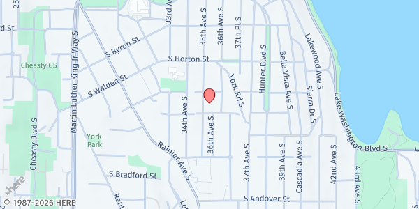 Map showing The Little Free Pantries - Seattle at 3414 35th Ave S, Seattle, WA