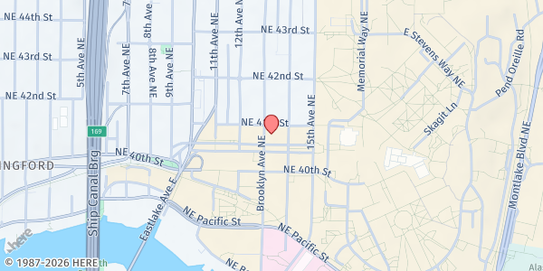 Map showing The UW Food Pantry at 1311 Northeast 41st Street, Seattle, WA